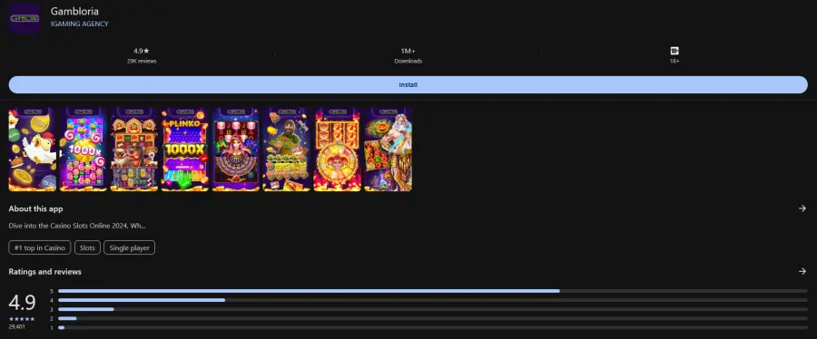 Gambloria casino app